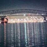 Корабль столкнулся с мостом Фрэнсиса Скотта Ки в Балтиморе, в результате чего он…