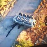 Поставленный американцами ВСУ БТР Stryker в Курской области.Не устоял от русског…