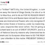 Трамп жёстко прошелся по Великобритании из-за планов передать остров Диего-Гарси…