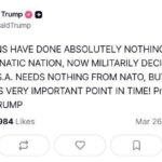 Трамп снова заявил, что «никогда не забудет» отказ стран НАТО помогать США в вой…